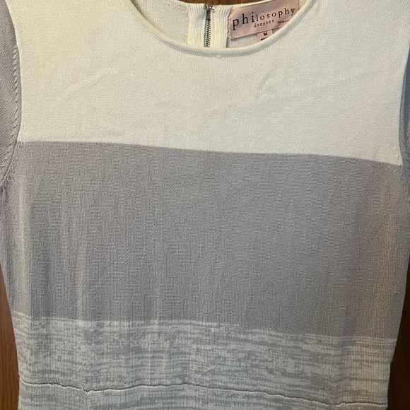 Philosophy Fit & Flare Knit Stripe Sweater Dress Gray Sz M  Like New Condition - Picture 3 of 7